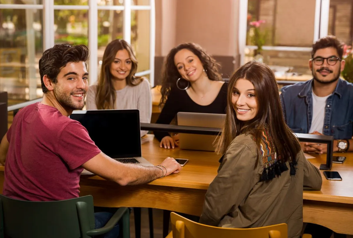 A group of students learning a new language